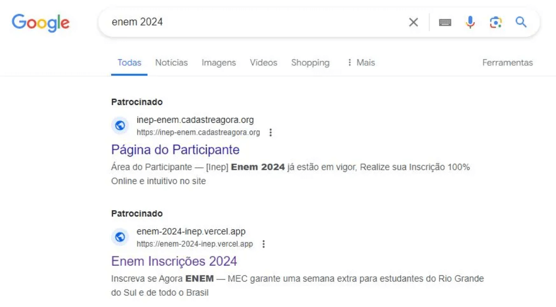 Inep emite alerta para páginas falsas de inscrição no Enem